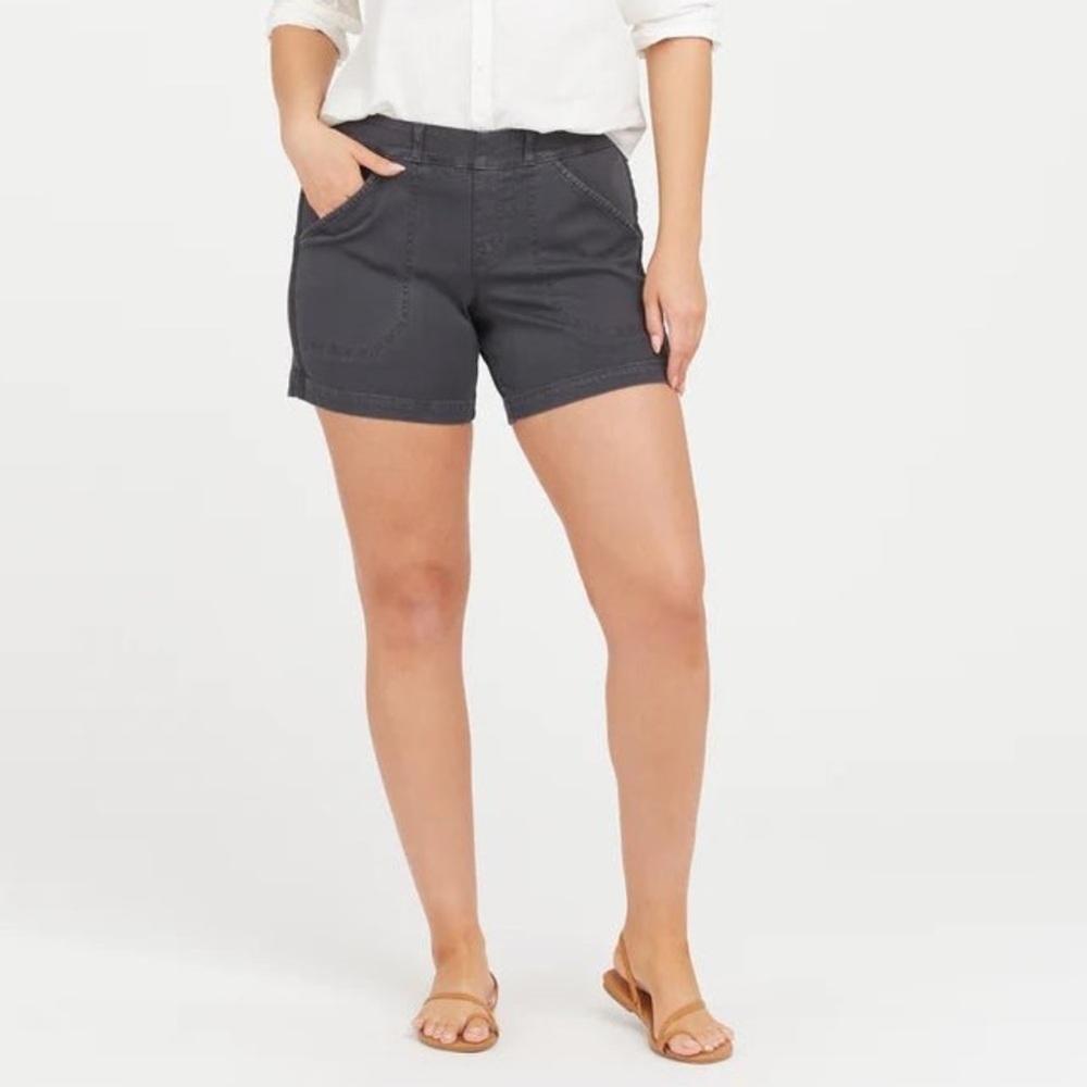 Spanx Stretch Twill 6" Shorts Washed Black NWT